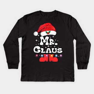 Mr and Mrs Claus Couples Matching - Christmas Pajamas Santa Kids Long Sleeve T-Shirt